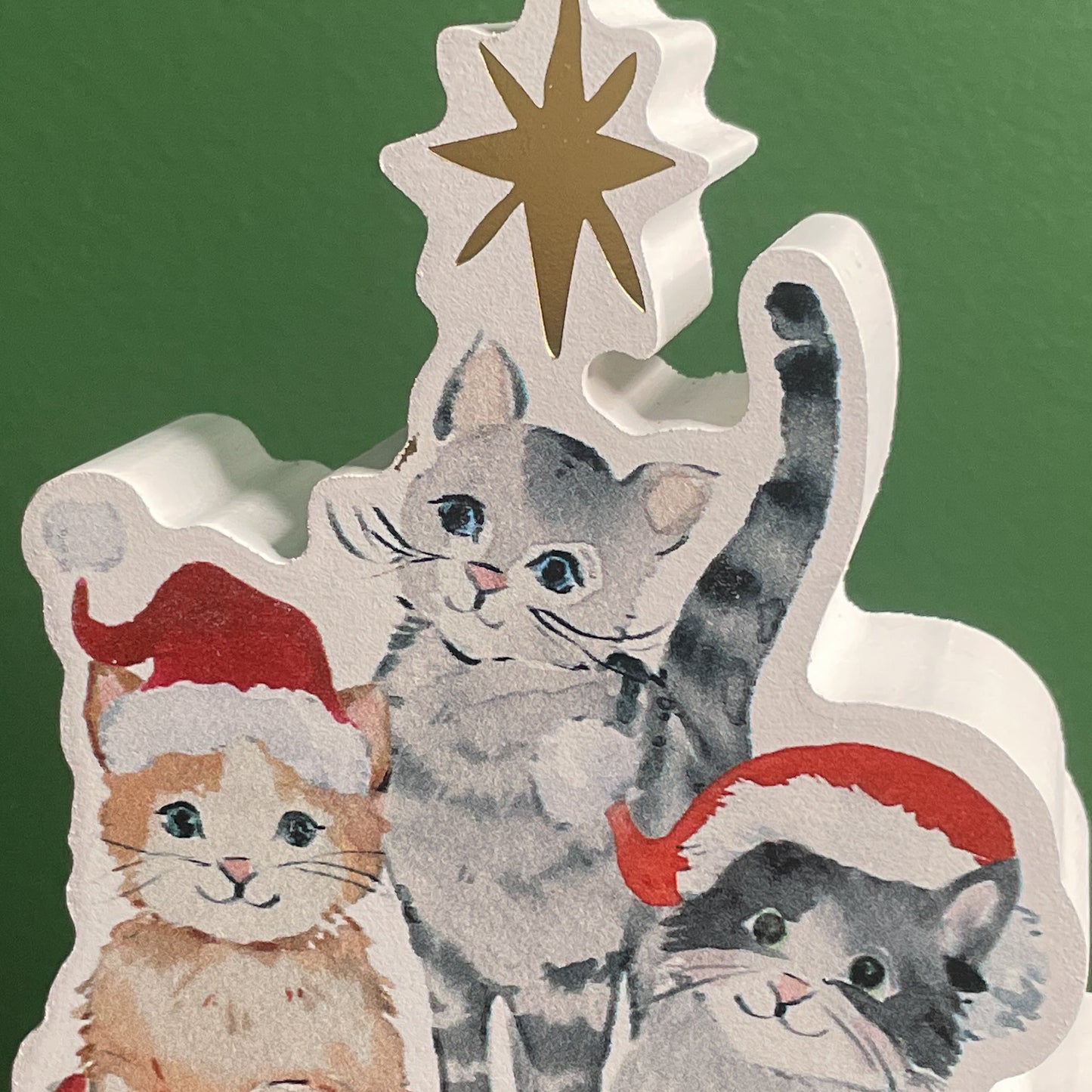 Heatherlee Chan Meowy Christmas Cat Holiday Tabletop Decoration Home Decor