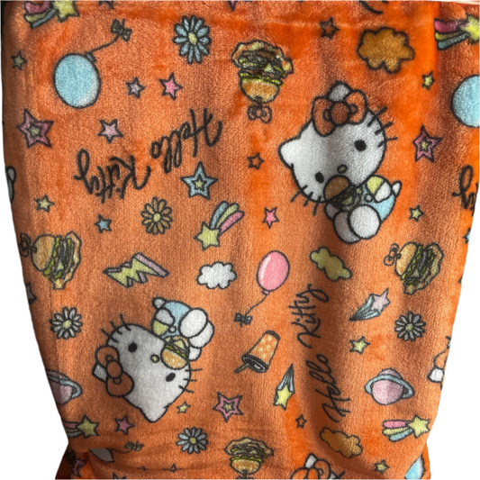 Sanrio Hello Kitty Orange Hamburger Cloud Plush Throw Blanket 60 x 70 Inches