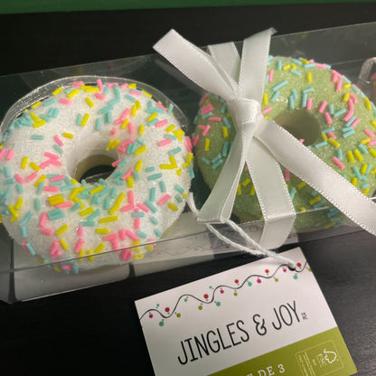 Jingles & Joy Set of 3 Donut Christmas Ornaments Gift