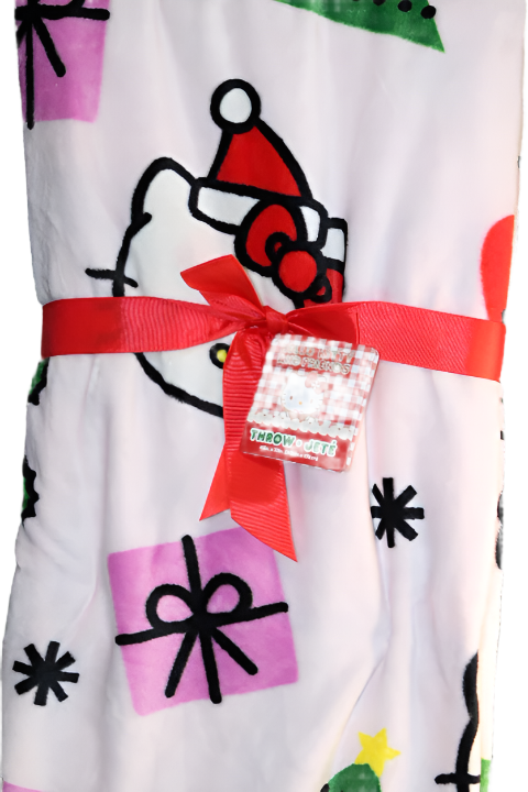 Sanrio Hello Kitty Light Pink Holiday Christmas Presents Plush Throw Blanket 60 x 70 Inches