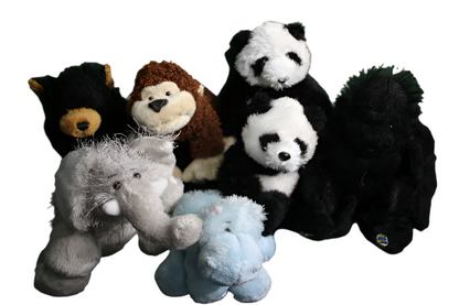 Lot of 7 Webkinz Plush Panda Gorilla Cheeky Monkey Bear Hippo Elephant NO CODE